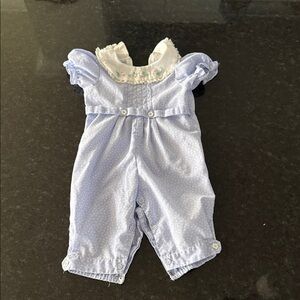 Vintage Embroidered Adorable Baby Blue Romper